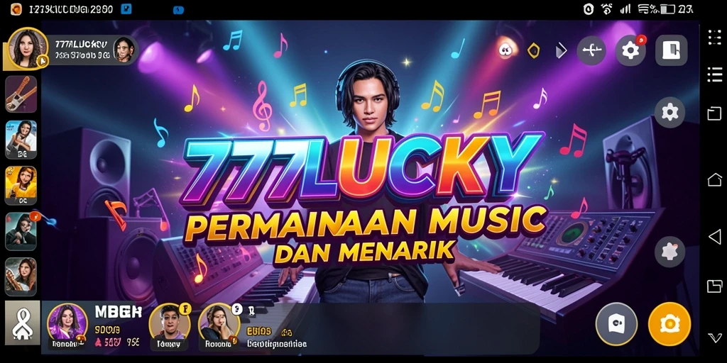 Tampilan gameplay 777LUCKY dengan suasana musik yang dinamis.