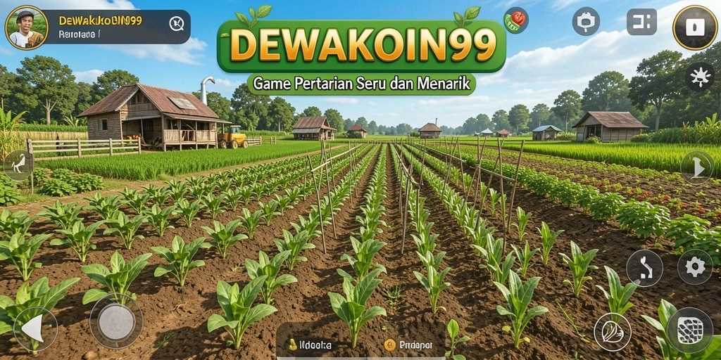 Tampilan gameplay seru dalam DEWAKOIN99 dengan suasana pertanian yang menarik.