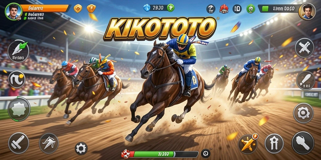 Tampilan gameplay Racing KIKOTOTO yang mendebarkan di trek menantang.
