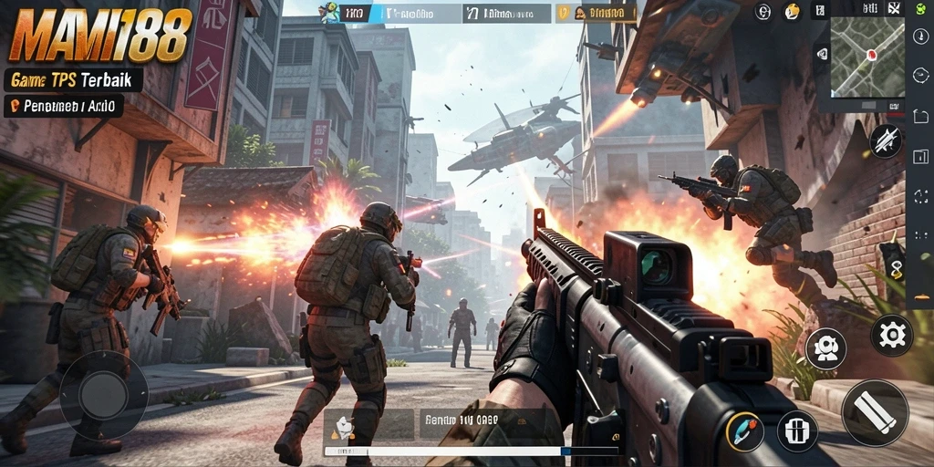 Screenshot utama MAMI188 menampilkan gameplay TPS yang intens.