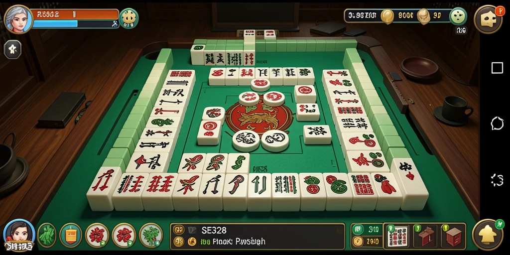 Tampilan gameplay SE328 yang mengasyikkan dengan desain ubin Mahjong.