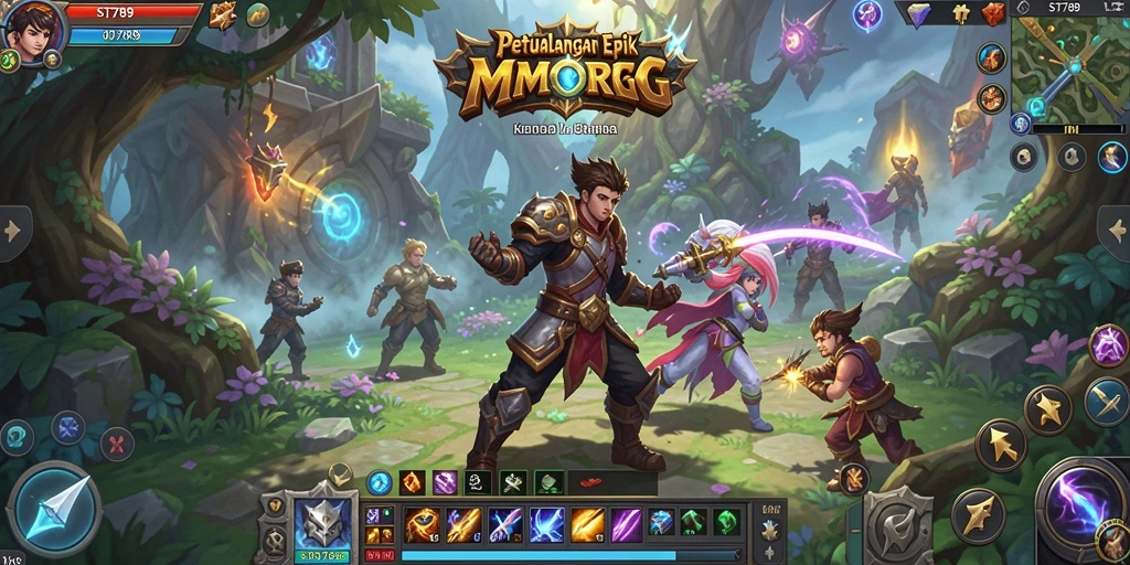 Screenshot ST789 menampilkan aksi pertempuran seru dalam dunia MMORPG.