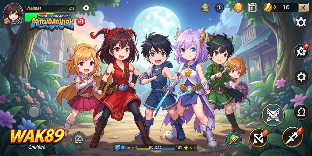 Tampilan gameplay seru dalam WAK89 dengan karakter Anime.