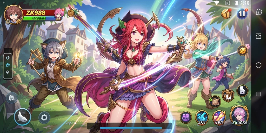 Tangkapan layar gameplay <strong>ZK988</strong> menunjukkan aksi karakter Anime yang mendebarkan.
